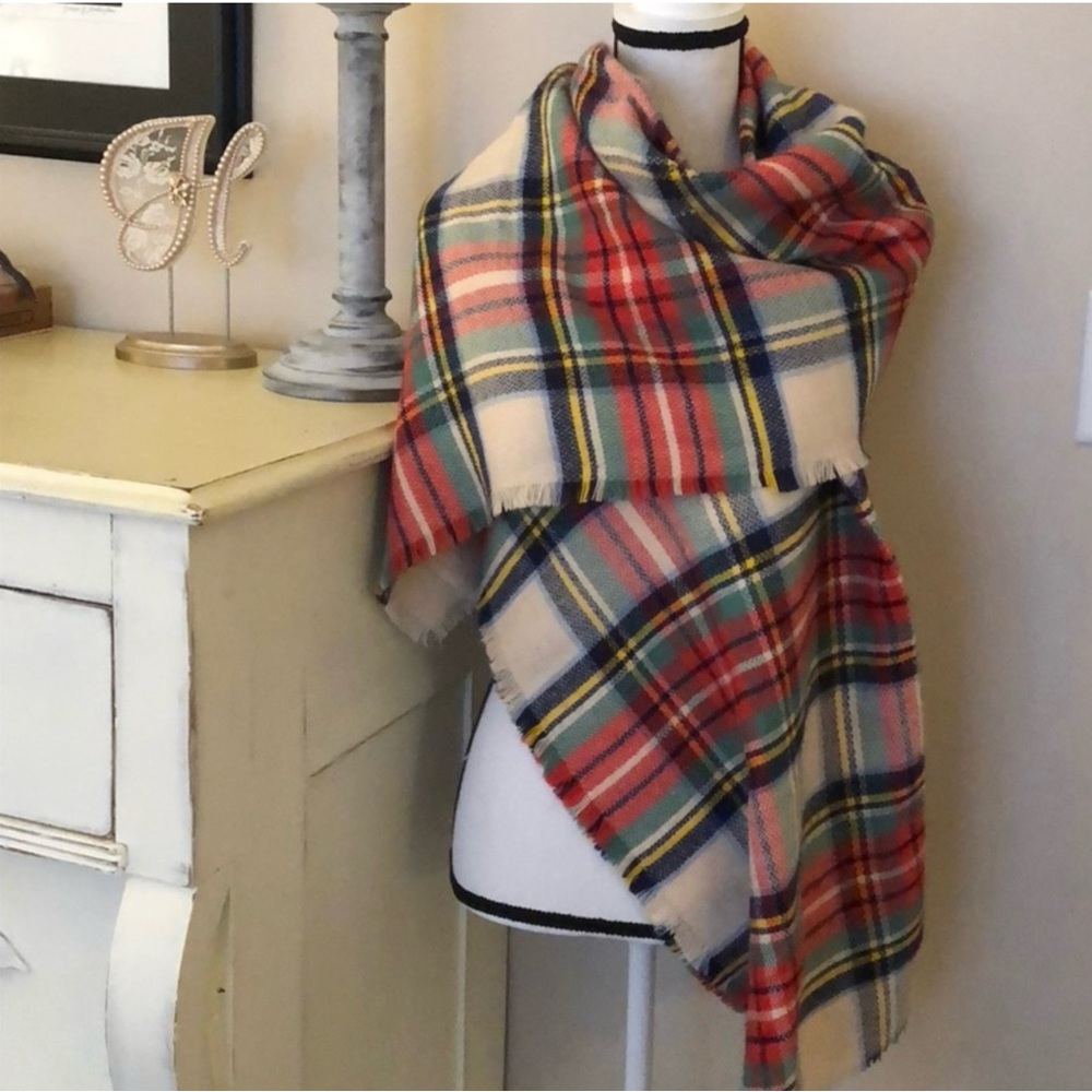 Beautiful large red, yellow, cream and black scarf!Multi colored so versatile🥰